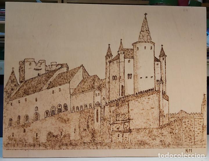 Art: El Alc&aacute;zar de Seovia.. Pirograbado.