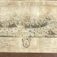 Arte: VISTA ORIENTAL DE LA CIUDAD DE CALATAYUD. GRABADO POR PALOMINO. 1779. ORIGINAL.. Lote 233723535