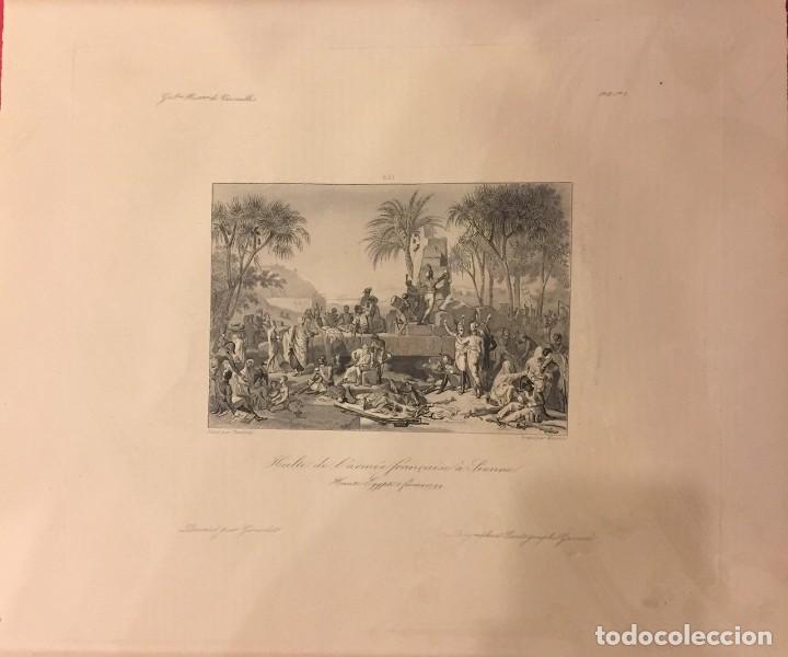 Art: grabado siglo xix halte de l'arme francaise a sienne haute egypte 1799, tardieu masson. girardet.