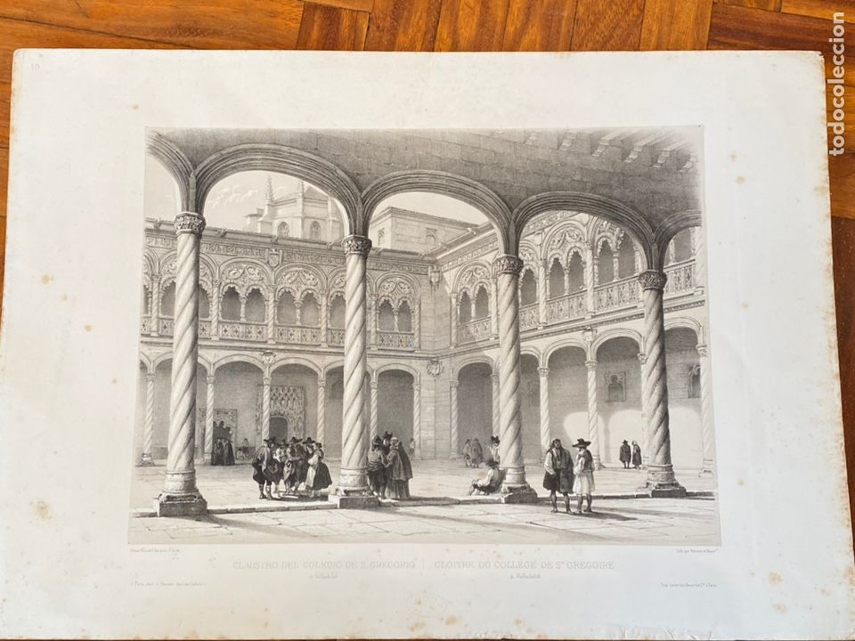 Arte: CLAUSTRO DEL COLEGIO DE SAN GREGORIO VALLADOLID. VILLA-AMIlL 1842. Espa&ntilde;a art&iacute;stica y monumental.