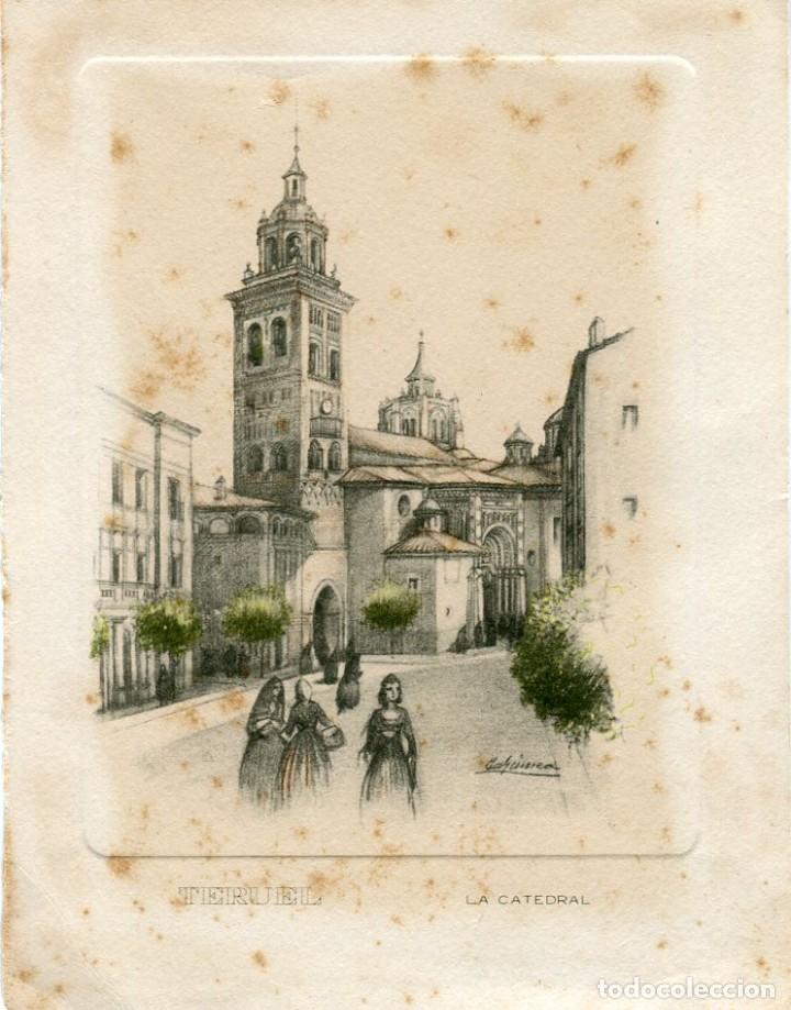 Arte: Teruel, la catedral - Aguafuerte original firmado - Torre mud&eacute;jar