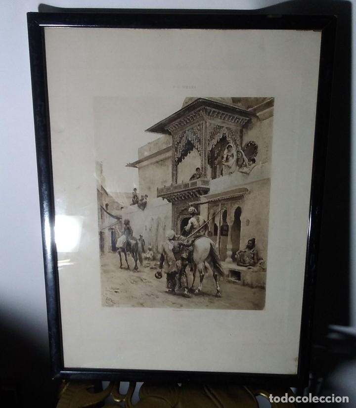 Art: FOTOGRABADO ANTIGUO ESTETICA ARABE Y MOTIVOS ROMANTICOS 43 x 32 CMS.