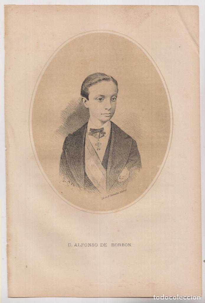 Arte: LITOGRAF&Iacute;A. D. ALFONSO DE BORB&Oacute;N. 1870 - Foto 1