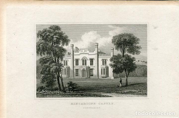 Art: Castillo de Kincardine, Perthshire - Grabado original seg&uacute;n Neale - h. 1830