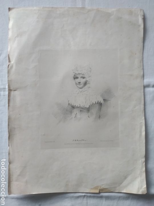 Arte: ANTIGUO GRABADO DE JOVEN INGLESA - Foto 7