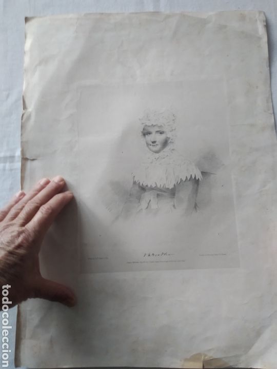 Arte: ANTIGUO GRABADO DE JOVEN INGLESA - Foto 9