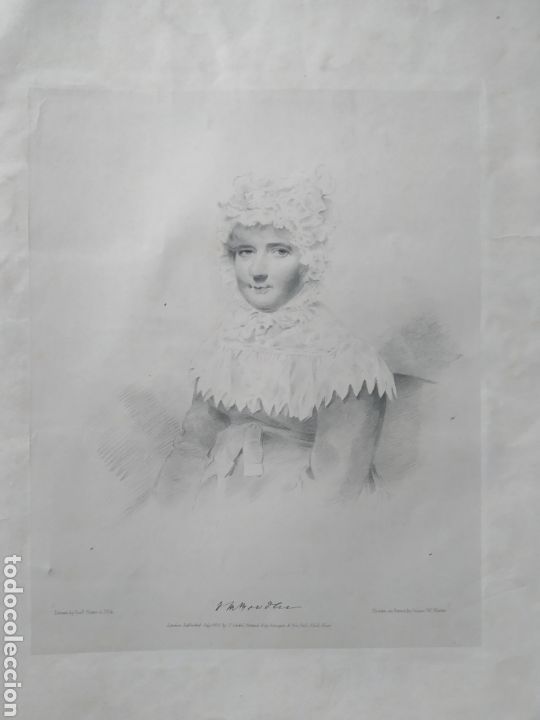 Arte: ANTIGUO GRABADO DE JOVEN INGLESA - Foto 1