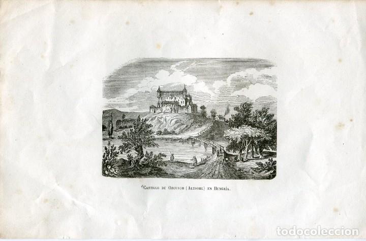 Arte: Castillo de Ozolyom (Altsohl), Hungria, grabado - Foto 1