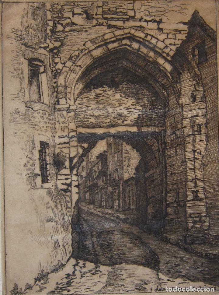 Kunst: EMILE LEROI ( 1887 - 1944). Porte des Cordeliers, Falaise. AGUAFUERTE. IMAGEN 16X12 CM. PAPEL 26X16