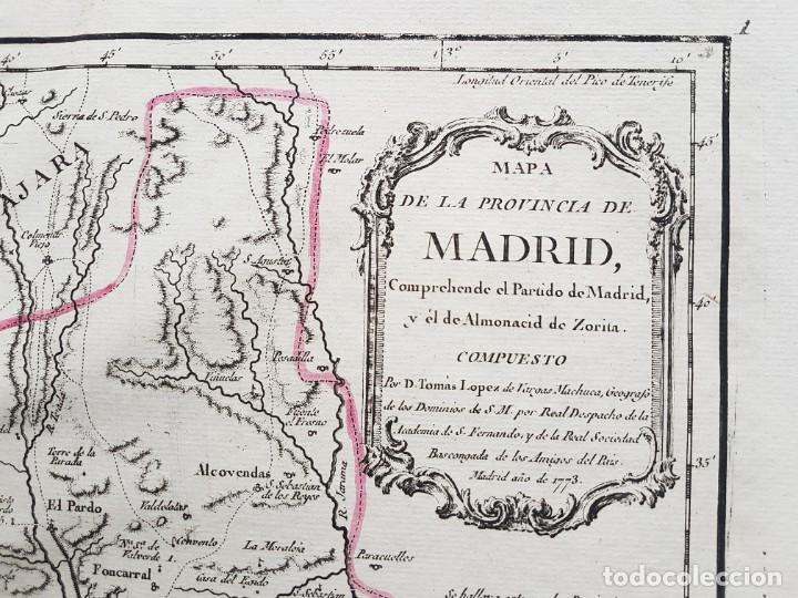 Arte: Mapa de la provincia de Madrid. Tom&aacute;s L&oacute;pez, 1773. - Foto 3