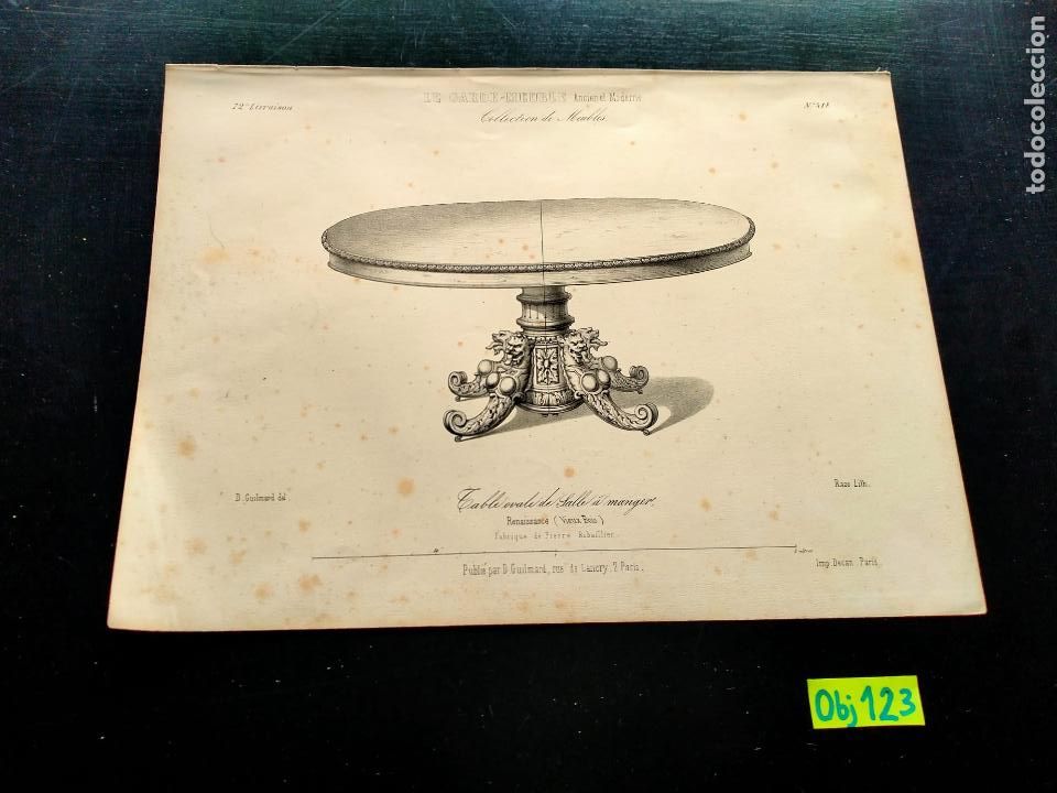Arte: ANTIGUO GRABADO DE MUEBLE - Foto 1