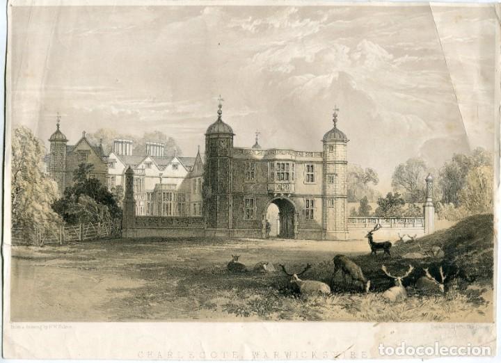 Art: Charlecote, Warwickshire - Litograf&iacute;a original sobre dibujo de F. W. Hulme