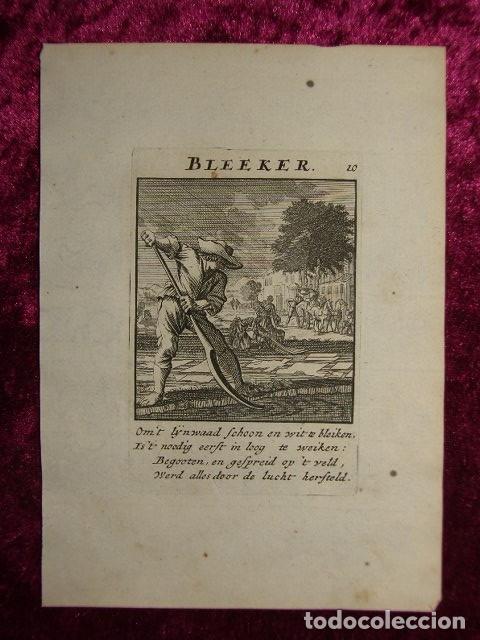 Arte: El blanqueador de lino, 1750. Luyken - Foto 2