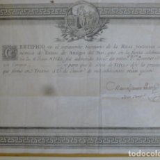 Arte: TOLEDO REAL SOCIEDAD ECONOMICA DE AMIGOS DEL PAIS A FAVOR DE DAMASO MARIA CARRASCO 1827. Lote 248563515