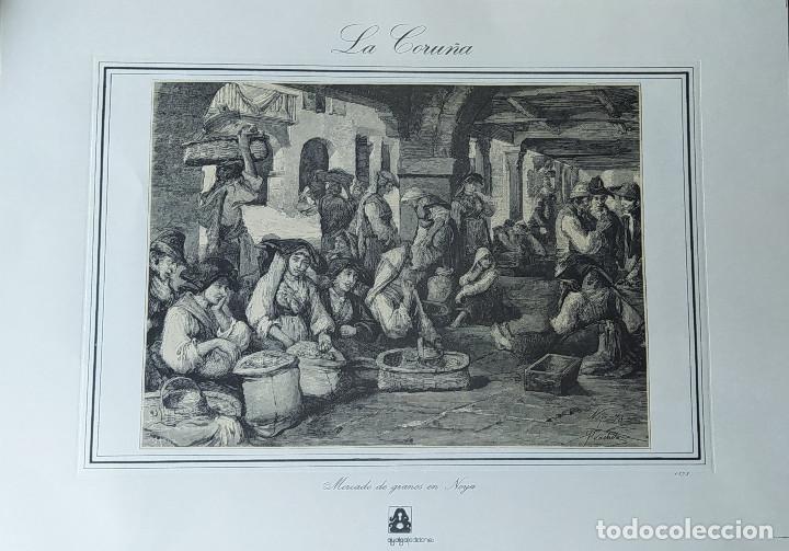 Arte: GRABADO ANTIGUO DE NOYA - MERCADO DE GRANOS EN NOYA - SIGLO XIX