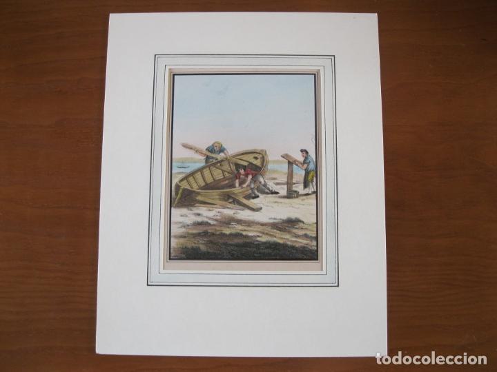 Arte: Los carpinteros de barcos, 1830. An&oacute;nimo - Foto 2