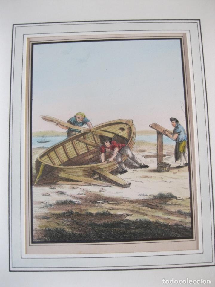 Arte: Los carpinteros de barcos, 1830. An&oacute;nimo - Foto 1