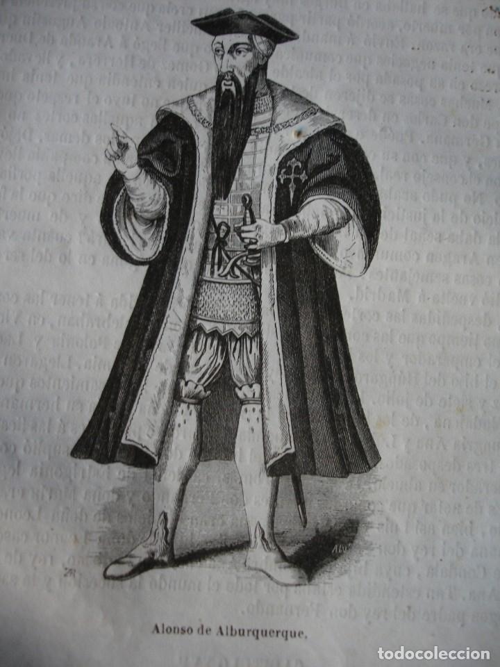 Arte: ALONSO DE ALBURQUERQUE .GRABADO A&Ntilde;O 1849 - Foto 1
