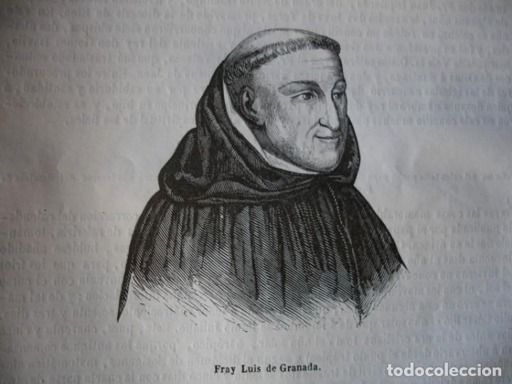 Arte: FRAY LUIS DE GRANADA .GRABADO A&Ntilde;O 1849 - Foto 1