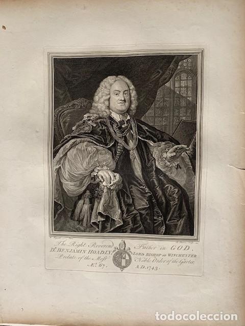 Arte: Obispo Benjamin Hoadly - Grabado de Bernard Baron sobre Hogarth - 1743 - Foto 1