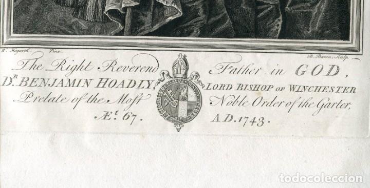 Arte: Obispo Benjamin Hoadly - Grabado de Bernard Baron sobre Hogarth - 1743 - Foto 3