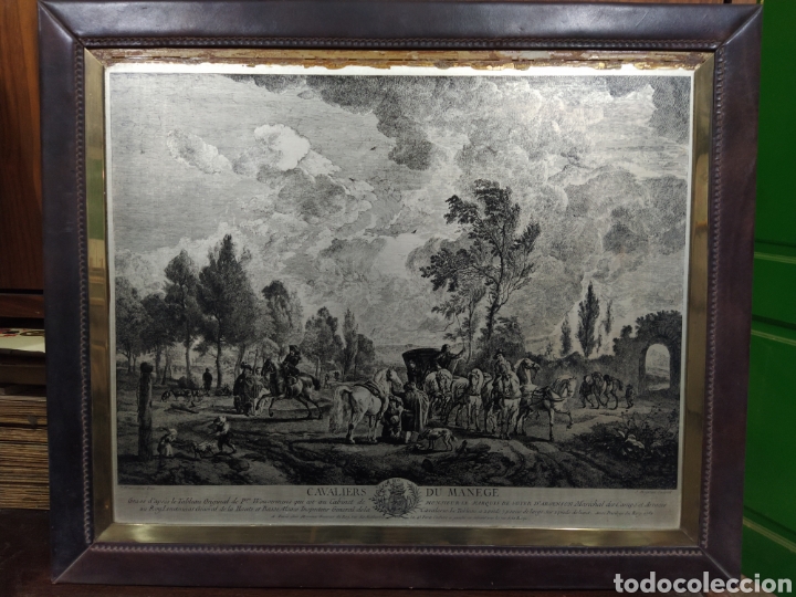 Arte: Grabado franc&eacute;s en placa de metal 1752 - Foto 1