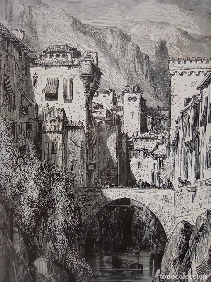 Art: GRABADO XILOGR&Aacute;FICO, GRANADA, ORILLAS DEL DARRO, DOR&Eacute;, BARCELONA 1879