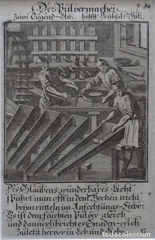 Arte: Fabricantes de p&oacute;lvora, hacia 1730. C. Weigel - Foto 2