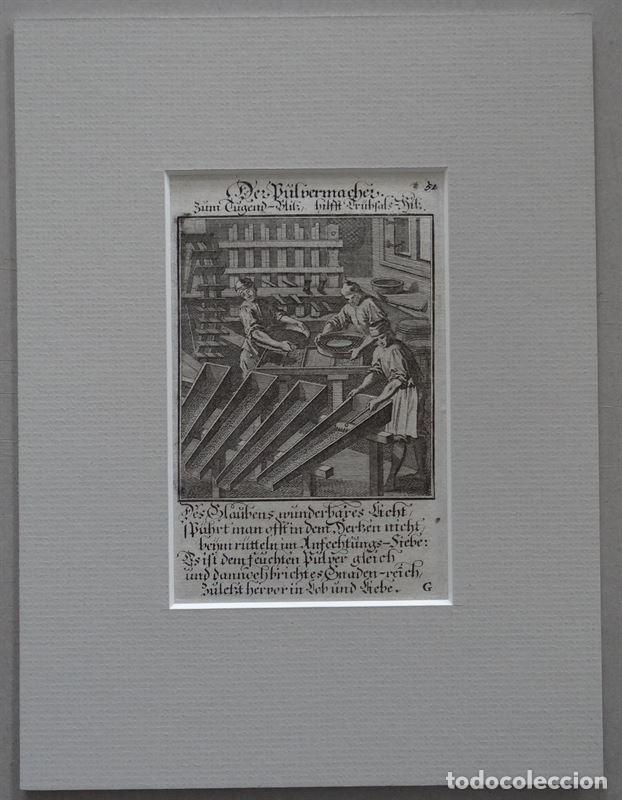 Arte: Fabricantes de p&oacute;lvora, hacia 1730. C. Weigel - Foto 1