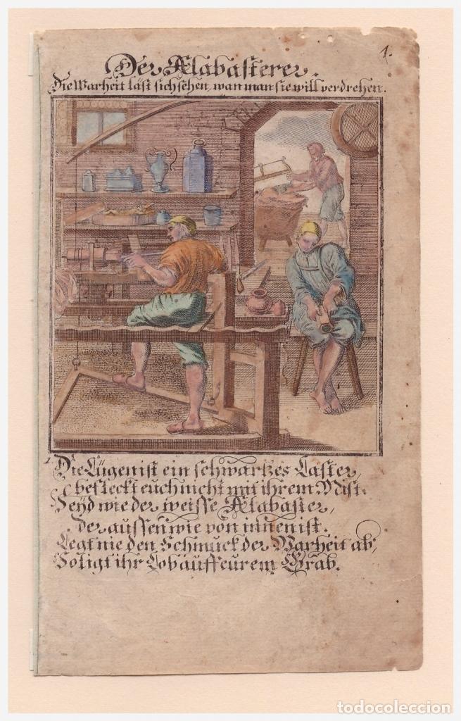 Arte: Cortadores de alabastro, 1698. Luyken - Foto 2