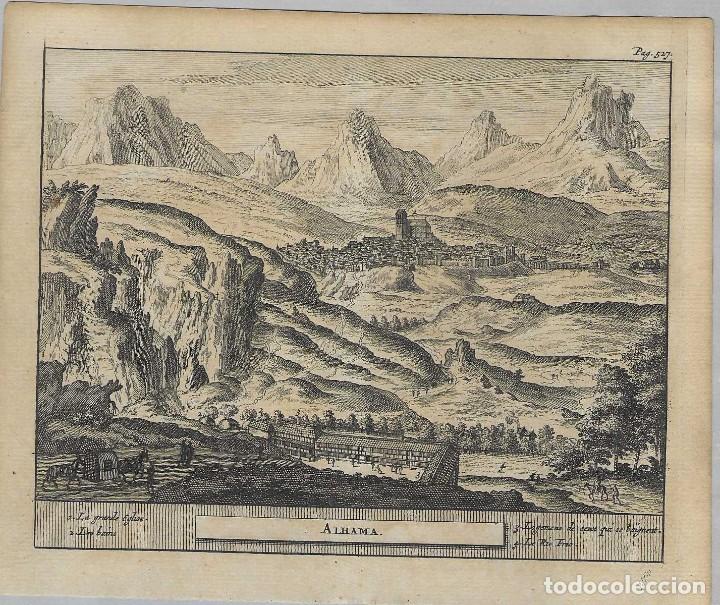 Arte: ALHAMA. GRANADA. GRABADO DE PIETER VANDER AA EN 1707 - Foto 1