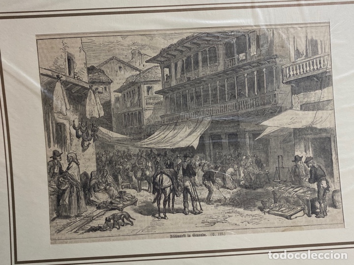 grabado original. mercado de granada circa 1874 - Compra venta en  todocoleccion