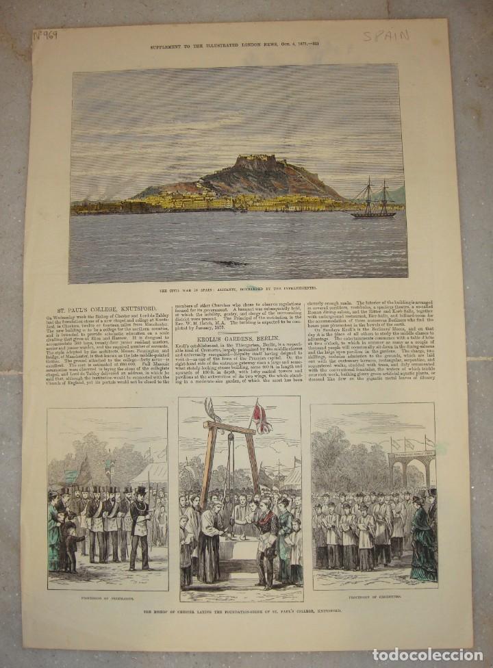 Arte: Grabado hist&oacute;rico &middot; Alicante bombardeado &middot; The Illustrated London News &middot; 1873