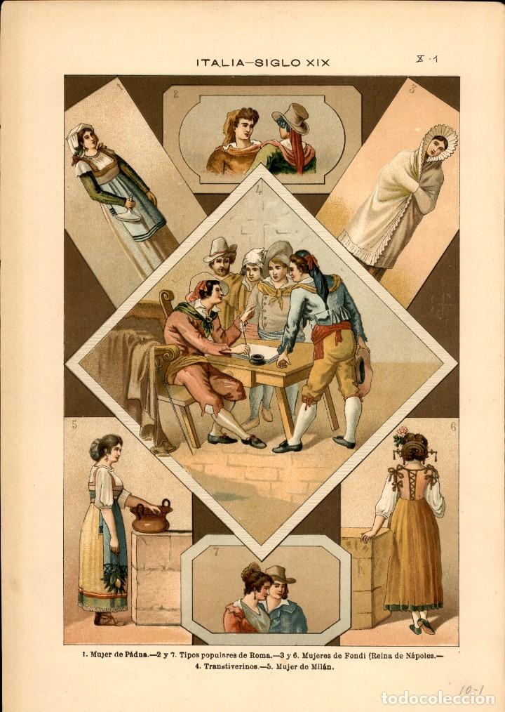 Arte: Cromolitografia Original - 1896 - FRIEDRICH HOTTENROTH - Historia del Vestido - Italia Siglo XIX