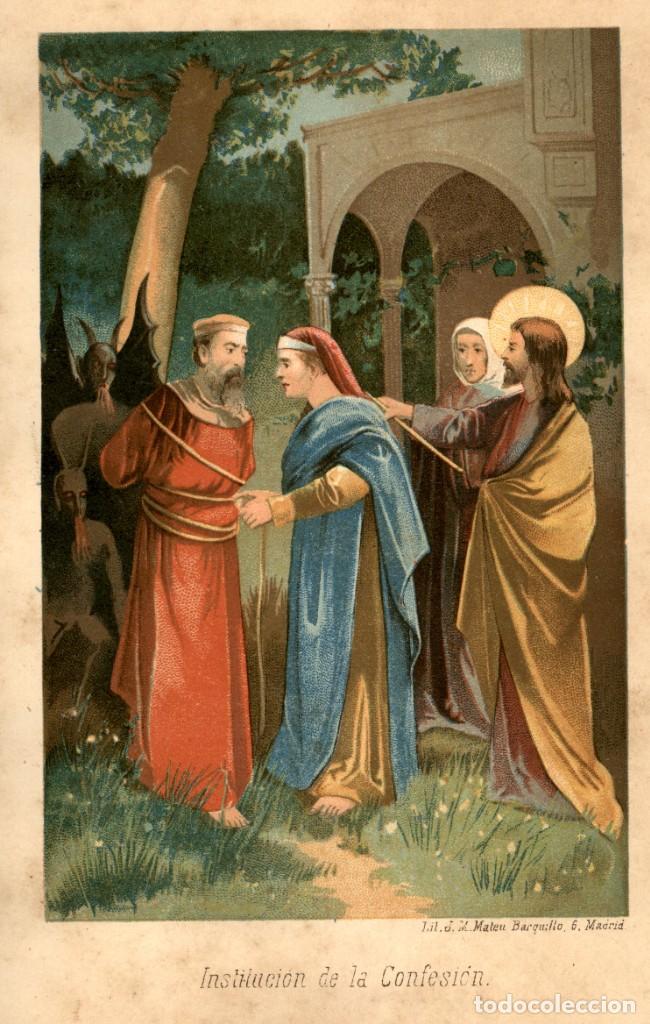 Kunst: Cromolitografia Original - 1889 - Jesucristo por M.Louis Veuillot - Institucion de la confesion
