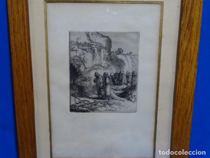 Arte: GRABADO A LA PUNTA SECA DE REMBRANDT. EL ENTIERRO. - Foto 1