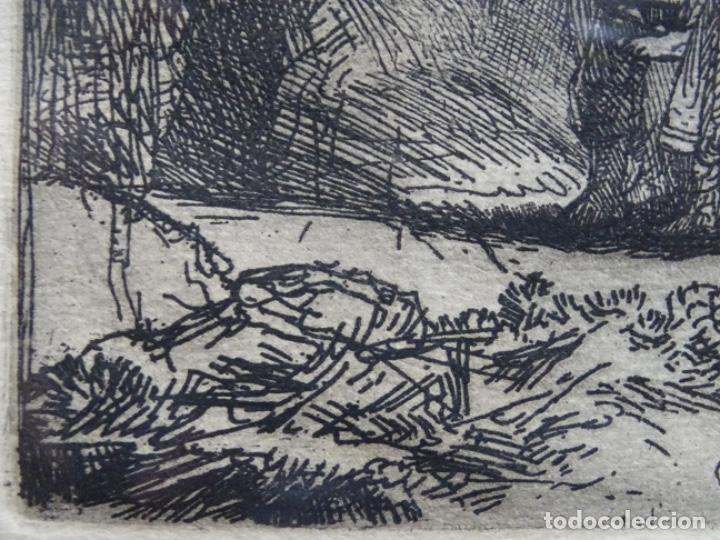 Arte: GRABADO A LA PUNTA SECA DE REMBRANDT. EL ENTIERRO. - Foto 7