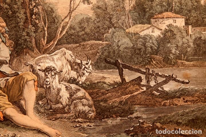 Arte: Fran&ccedil;ois Boucher - Aguafuerte iluminado a mano - c. 1730 - Foto 4