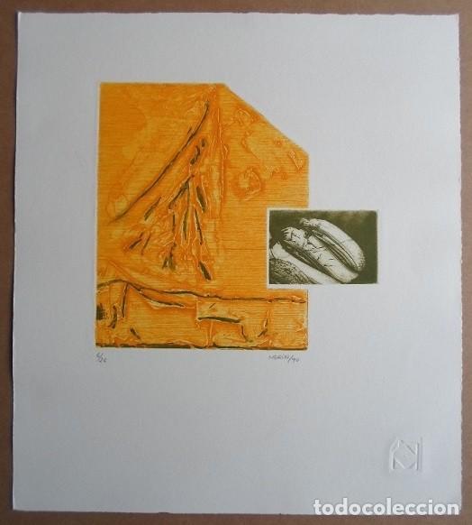 Kunst: Mariangeles Mer&iacute;n Ca&ntilde;ada (Madrid, 1940) aguafuerte mixta 1990 de 21x15 papel 41x36cms firmado y 6/25