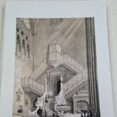 Arte: GRABADO INTERIOR DE LA ESCALERA DE LA PUERTA ALTA CATEDRAL DE BURGOS GENARO PEREZ VILLAMIL 1844. Lote 269443348