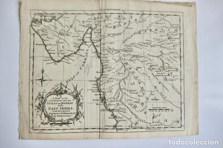 Art: MAP SURAT AND BOMBAY- BY T KITCHIN GEOG.R- 26,5 X 21 CM