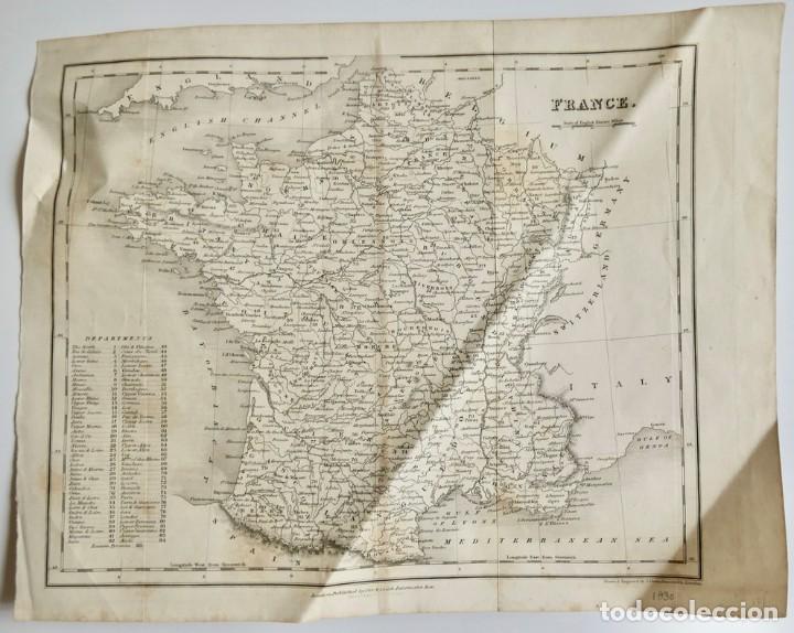 Arte: MAP FRANCE BY ORR & SMITH PATERNOSTER- 1830/36- 29,5 X 23,5 CM