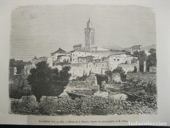 Arte: Vista de Bou-Medine (Argelia, &Aacute;frica), 1875. Moynet