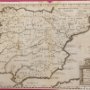 GRABADO ORIGINAL GRAN TAMAÑO UN MAPA DE LOS OBISPADOS Y PROVINCIAS DE ESPAÑA DE ENTRE 1700 A 1800