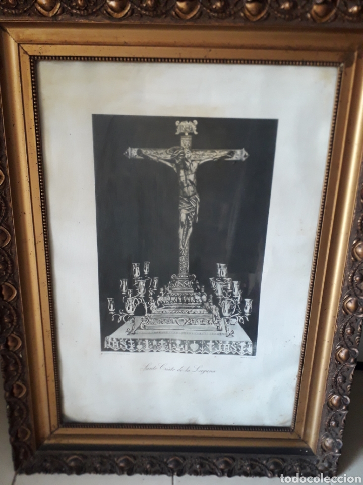 Arte: CRISTO DE LA LAGUNA.ANTIGUO GRABADO CON MARCO.TENERIFE. CANARIAS