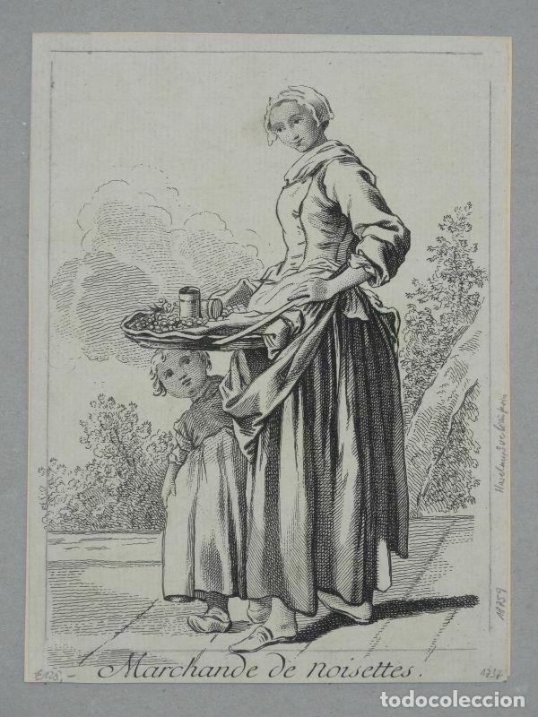 Arte: Vendedora ambulante de avellanas, 1737. An&oacute;nimo - Foto 2