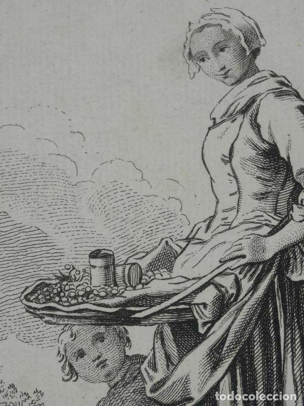 Arte: Vendedora ambulante de avellanas, 1737. An&oacute;nimo - Foto 3