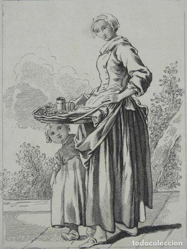 Arte: Vendedora ambulante de avellanas, 1737. An&oacute;nimo - Foto 1