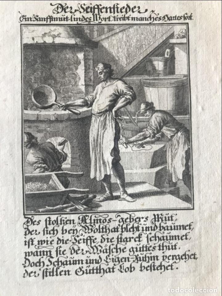 Arte: Fabricantes de jab&oacute;n, 1698. Luyken/Weigel - Foto 1