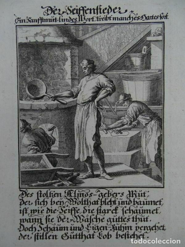 Arte: Fabricantes de jab&oacute;n, 1698. Luyken/Weigel - Foto 8